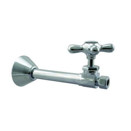 WESTBRASS Straight Stop, 1/2" Copper Sweat x 3/8" OD Comp. in Polished Chrome D1114X-26